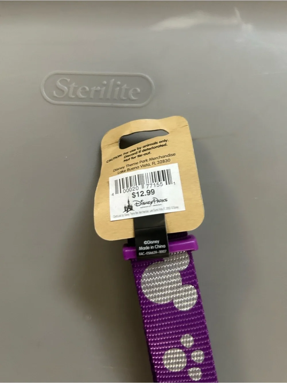 Disney Tails Purple Mickey Paw Adjustable Dog Collar